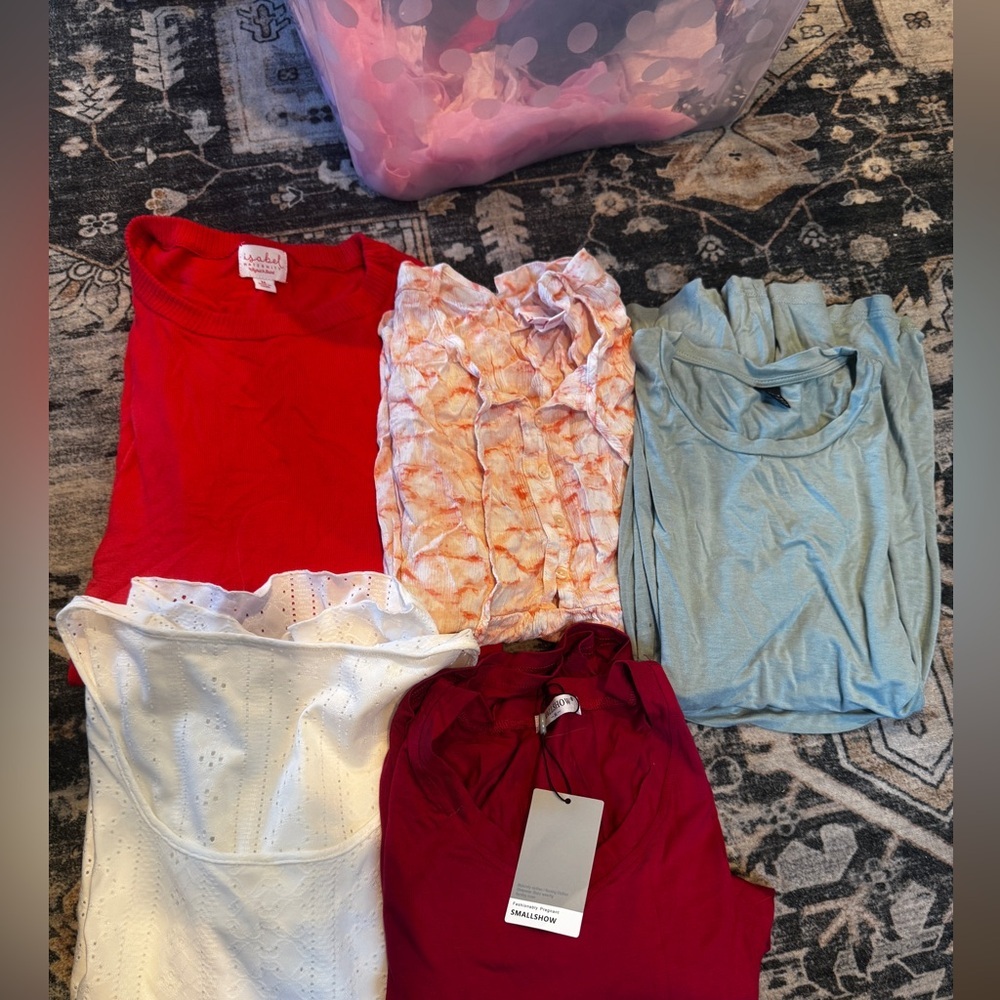 Assorted Women's Maternity Tops - Red, White, Blue, and Multicolor